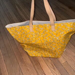 Merona Yellow and White Floral Tote Bag